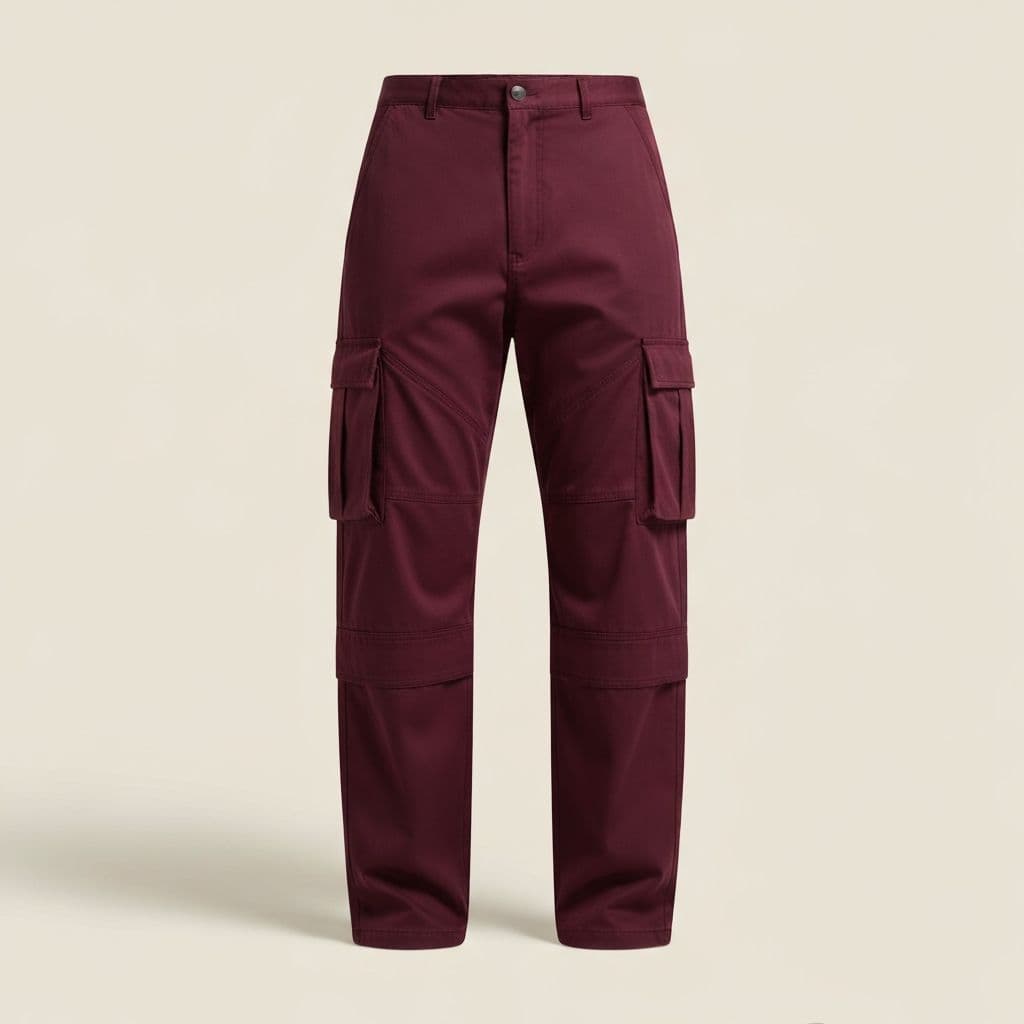 Burgundy Cargo Trousers